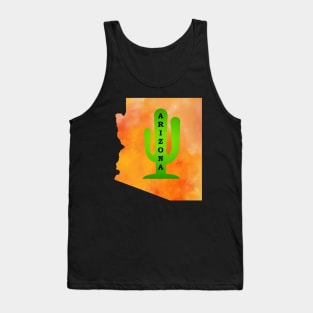 Arizona Cactus in a Sunset Sky State Map Tank Top